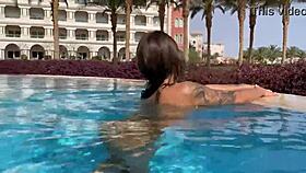 sexy monika fox strips naked poolside in hot country paradise