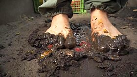 oh damn, squashing juicy tomatoes barefoot in dirty ranch soil!