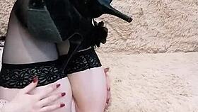 Hey neighbor can I tease you ripping clothes heels feet fetish strip