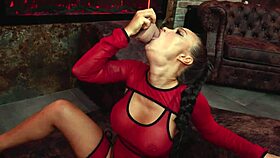 😈 Busty slut Monika Fox rams huge dildo by fireplace! 🔥 Who's next?