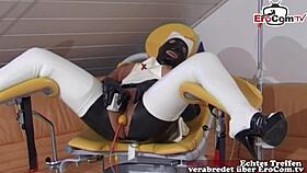 deutsche bdsm domina plays fetish games with eager fan