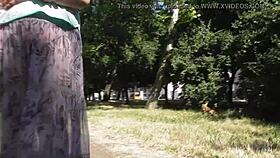 wanna see this hairy mature chub flash her fat pussy through see-through dress outdoors?