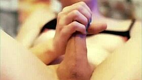 cute tranny slut strokes her cock teasingly close-up