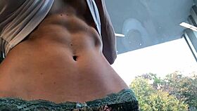 horny athletic babe gets sweaty gym workout turning into public outdoor fuck fest 🔥