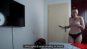 stepmom tries son's gift vibrator on tight pussy hotel bed