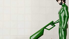 guy straps into rotating machine for intense ass pounding