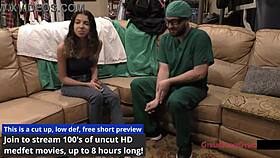 angel santana and aria nicole spread for first gyno exam closeups