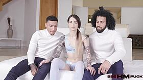 i'm ripping into valerica steele's oiled ass with james angel n air thugger's huge cocks rough