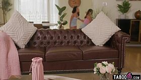 What happens when milf catches lesbian teen babysitters using strapon?