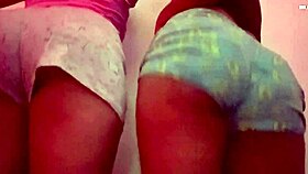two venezuelan sluts twerk naked asses kissing wet pussies