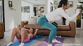 ehm victoria, your shemale cock ripped those leggings?