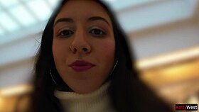 skinny teen 18+ soaks jeans with hot public pee flash right in the mall shop