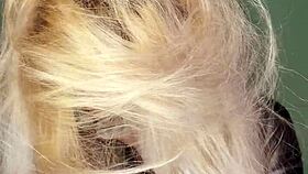 watch this bimbo sissy cuckold get femdom jerk off instructions from glasses domme