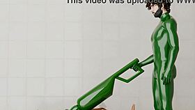 guy straps into rotating machine for intense ass pounding