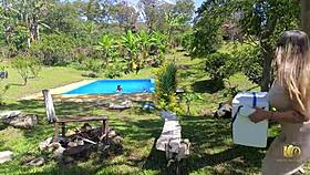 farm boss seduces naked worker straight from the pool