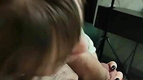 blonde milf sneaks blowjob on huge cock while home alone creampie finish