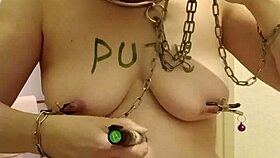 French housewife maid endures bound uro humiliation and dirty talk orgasms outdoors.