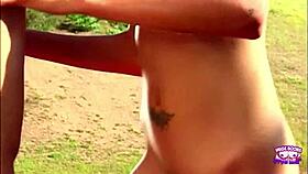 this asian babe gets fingered hard then rammed by monster cock outdoors