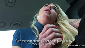 hitchhiker blonde teen eagerly fucks massive cock in public car ride