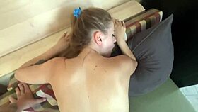 Amateur couple tours house spots for rough creampie sex
