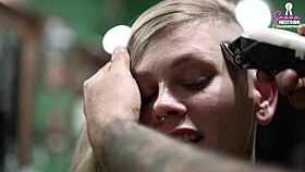 barber slut chokes on my cock after no cash, rough face fuck to squirting orgasm