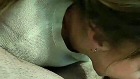 blonde milf sneaks blowjob on huge cock while home alone creampie finish