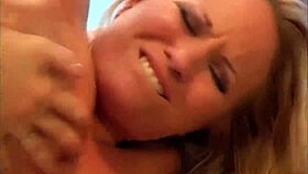 blonde joelean gulps stallion reno's massive cumshot load