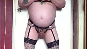 shy bisexual crossdresser swallows his own cum craving yours publicly