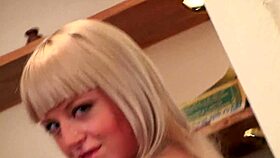 Blonde bombshell screams in ecstasy stuffing dildo deep in her tight anal hole!