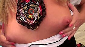 Blonde bombshell screams in ecstasy stuffing dildo deep in her tight anal hole!