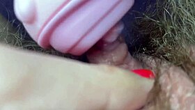 check out this big clit on hairy pussy up close!