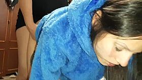 Boldly crashing neighbors' steamy lesbian threesome orgy