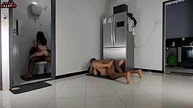 Kitchen pounding leads to intense bathroom assfucking creampie