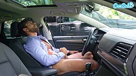 milf excited catching guy jerk off and helping cum