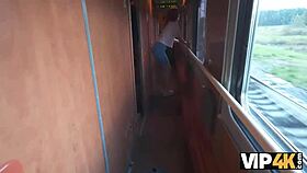 oh god, this young redhead's shaved pussy and ass beg for my stranger cock anal on train!!