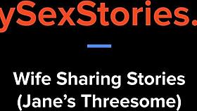 jane's wild threesome adventure sharing her eager body with couple