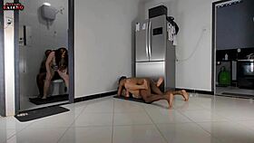 Kitchen pounding leads to intense bathroom assfucking creampie