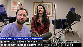 zoe lark's shaved pussy takes pov blowjob cum blast backstage