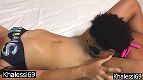 lesbian beach babe licks wet pussy to shaking orgasm