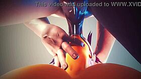 Yellow babe's big boobs give sloppy blowjob pussy tease