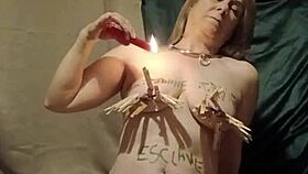 Bound french maid slave endures pins candles humiliating maledom spanking!