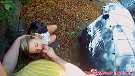 spycam catches 18+ teen bent over for raw outdoor pounding