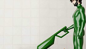 guy straps into rotating machine for intense ass pounding