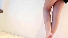 Young Chinese Cutie Teases Feet in Tight White Pantyhose