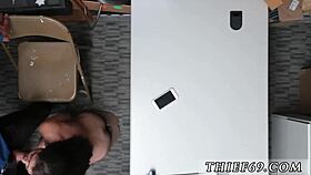 police officer checks suspect's items in office routine