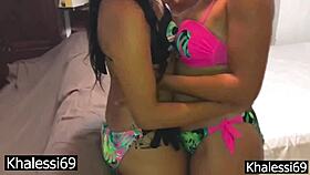 lesbian beach babe licks wet pussy to shaking orgasm