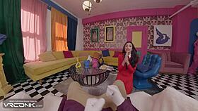 Veruca Salt cosplay slut blows and rides Willy Wonka's huge cock!