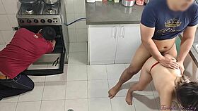 Latina milf seduces me for kitchen ass fucking