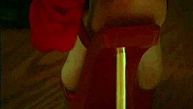 stunning brunette milf in fishnets rides big cock cowgirl before anal creampie on bed