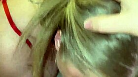 young tattooed mommy blows huge cock on bed swallowing every drop